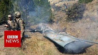 Pakistan shoots down two Indian jets over Kashmir  BBC News [upl. by Gadmann667]