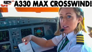 Landing AER LINGUS A330 with MAXIMUM CROSSWIND  Cockpit Views [upl. by Ynnot255]