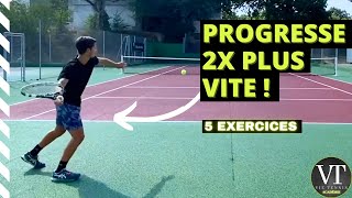 5 EXERCICES POUR PROGRESSER AU TENNIS   Facile [upl. by Lowney]