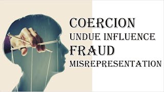 Coercion Undue Influence Fraud Misrepresentation  Indian Contract Act 1872  Law Guru [upl. by Aynor135]