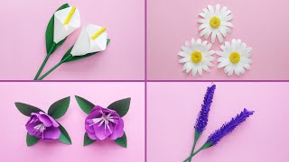 DIY  4 FLORES de papel  FLORES fáciles de hacer  Paper FLOWERS  Muy Lindas  Para Decorar 🎉😍 [upl. by Kory]