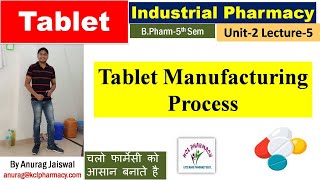 Tablet Manufacturing Process  Granulation Compression  L5 Unit2  Industrial Pharmacy 5th Sem [upl. by Voletta]