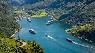 Norway beautefull Geiranger Fjord Norway 4k [upl. by Aicenert]