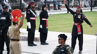 INDIA VS PAKISTAN FACEOFF AT WAGAHATTARI BORDER CEREMONY WITH COMMENTARY 4K [upl. by Ema]