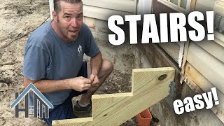 How to build stairs Install stringers and treads [upl. by Ehcropal]