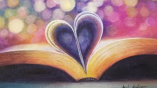 Book Lover Heart Acrylic Painting LIVE Tutorial [upl. by Landry4]