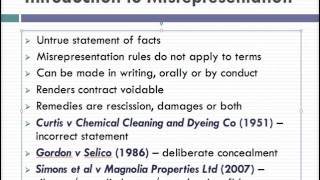 Misrepresentation Lecture 1 of 4 [upl. by Ecnerwal]