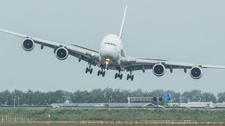 Unbelievable AIRBUS A380 CROSSWIND LANDING GO AROUND  SHARP RIGHT TURN during a STORM 4K [upl. by Tedda]