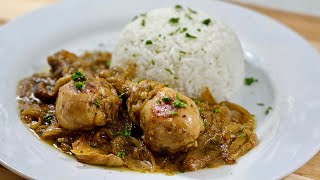 LE POULET YASSA A LA POÊLE 🇸🇳🍗 Recette de poulet aux oignons facile Deli Cuisine🧑🏻‍🍳 [upl. by Georgetta]